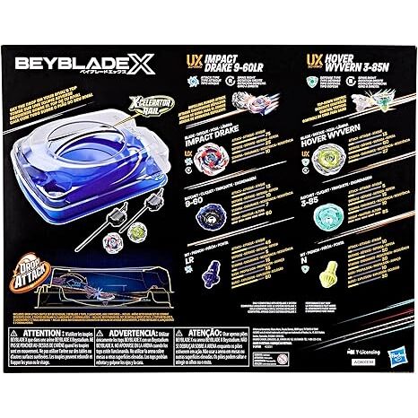 Beyblade X Drop Attack Battle Set With Beystadium Arena, 2 Takara Tomy Tops & Launchers, Impact Drake 9-60Lr & Hover Wyvern 3-85N, Battling Game Toys, Ages 8+ - Image 3