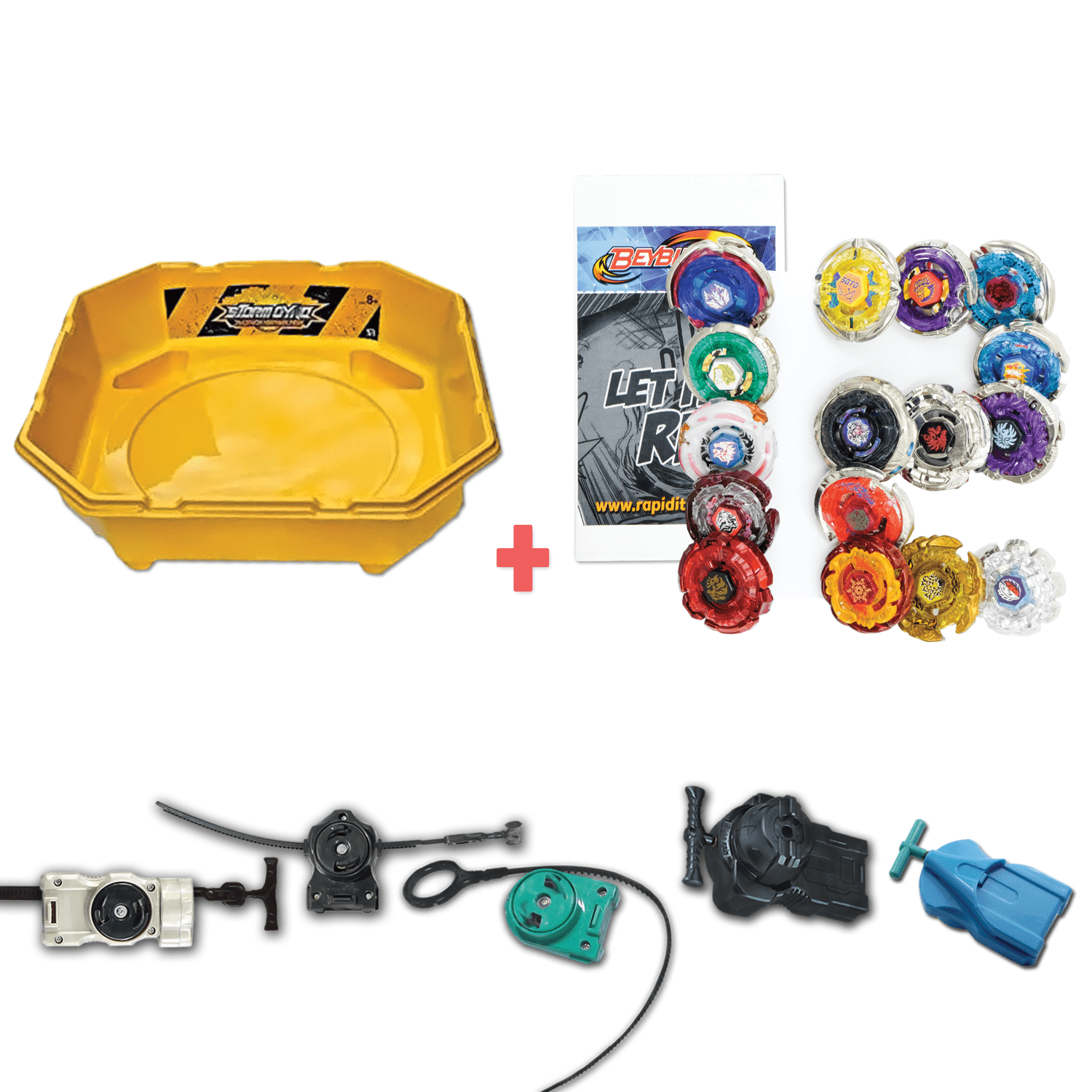 Exclusive Beyblade Battle Ready Starter Pack W/ Stadium, Beyblade Combo 12 Pack, 2 Random Launchers
