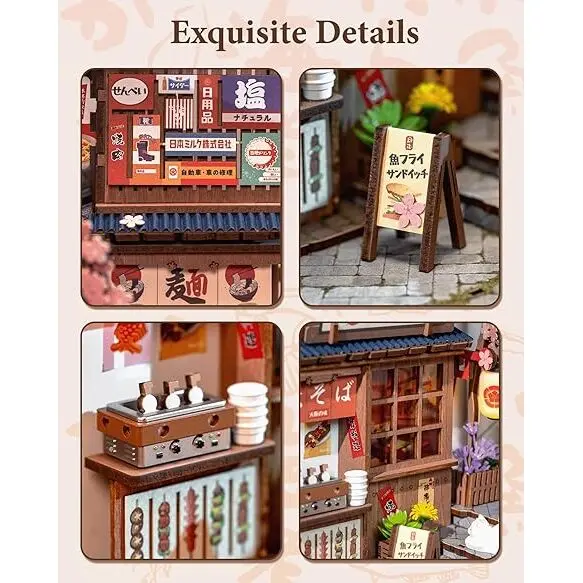 Rolife Diy Book Nook Kits For Adults, Miniature Dollhouse Booknook Kit, 3D Wooden Puzzle Creative Decorative Bookends Bookshelf Diorama Insert Crafts Hobbies Gifts (Sakura Wine Alley) - Image 5