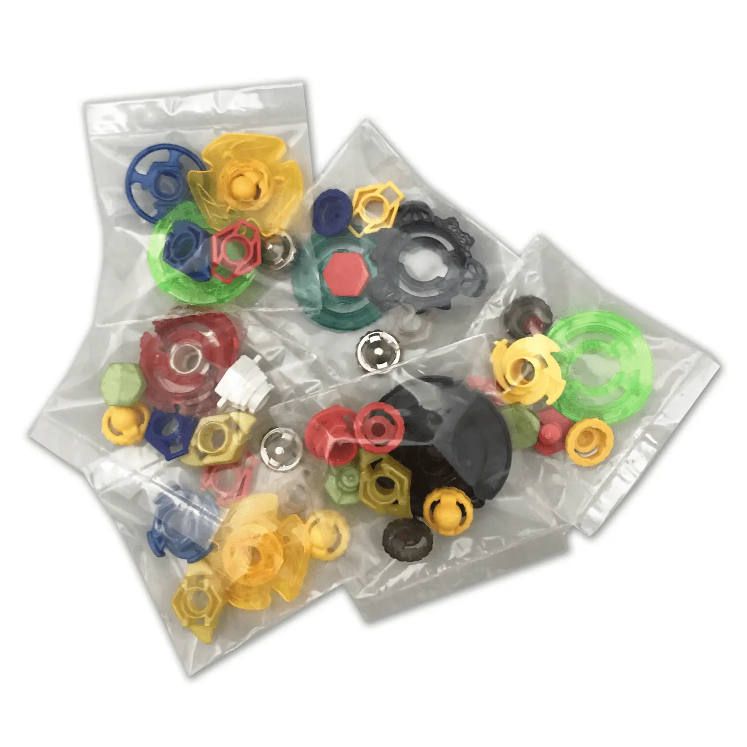 12 Piece Beyblade Plastic & Metal Parts Customizing Set - Performance Tips, Energy Rings, Spin Tracks, And Face Bolts