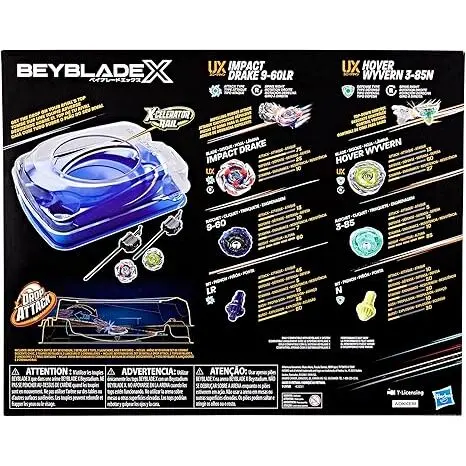 Beyblade X Drop Attack Battle Set With Beystadium Arena, 2 Takara Tomy Tops & Launchers, Impact Drake 9-60Lr & Hover Wyvern 3-85N, Battling Game Toys, Ages 8+ - Image 3