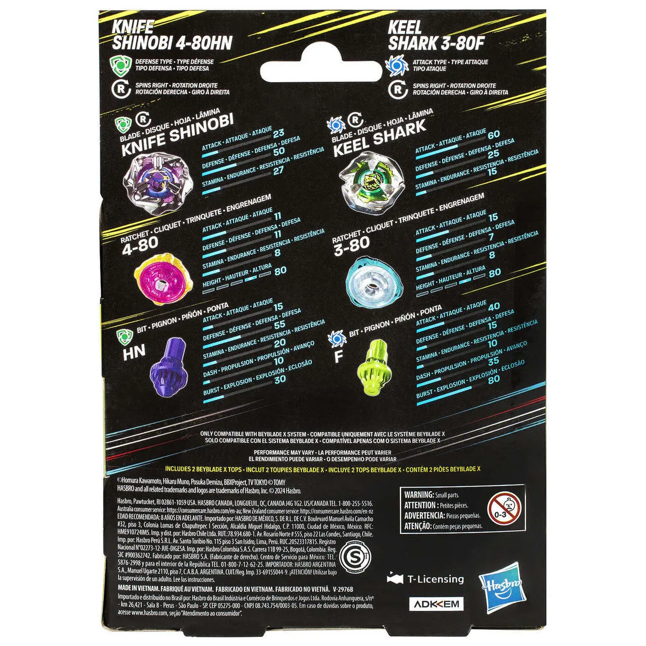 Beyblade X Knife Shinobi 4-80Hn And Keel Shark 3-80F Dual Pack Set With 2 Right-Spinning Tops - Image 3