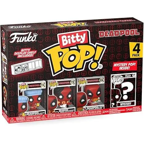 Funko Bitty Pop! Deadpool - Bathtime, 4-Pack And A Surprise Mystery Mini Figure - 0.9 Inch (2.2 Cm) Collectable - Stackable Display Shelf Included - Gift Idea - Party Bags Stocking - Cake Topper - Image 6