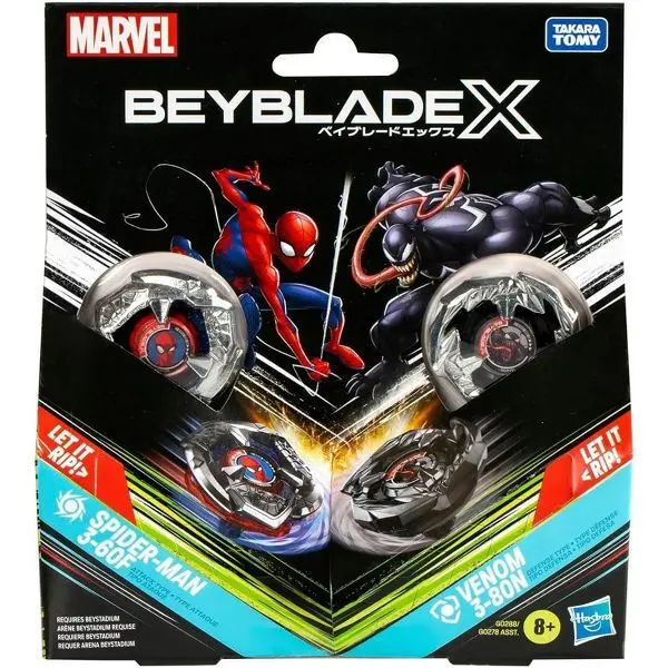 Beyblade X Marvel Spider-Man 3-60F Vs. Venom 3-80N Multipack Set, Includes 2 Right-Spin Tops & Launchers - Image 5