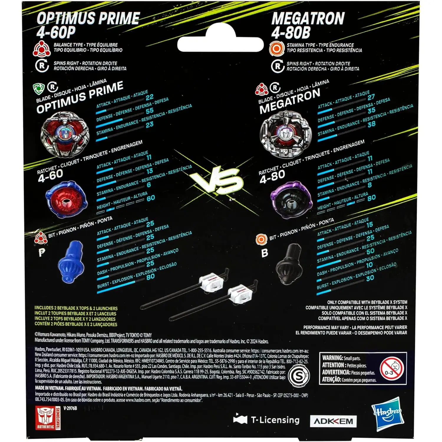 Beyblade X Transformers Collab Optimus Prime 4-60P Vs. Megatron 4-80B Multipack Set With 2 Tops & 2 Launchers - Image 4