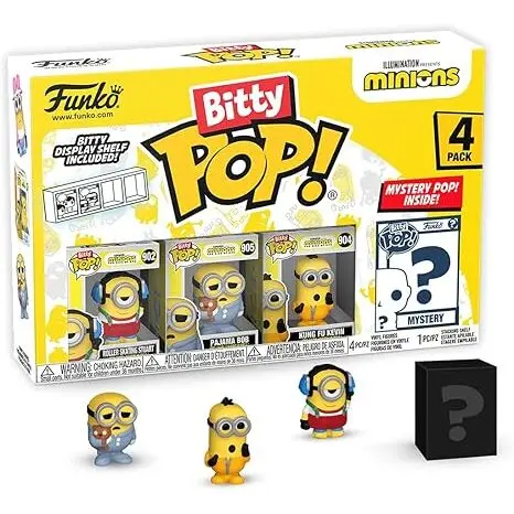 Funko Bitty Pop! Minions And A Surprise Mystery Mini Figure - 0.9 Inch (2.2 Cm) - Despicable Me: Minions Collectable - Stackable Display Shelf Included - Gift Idea - Party Bags Stocking