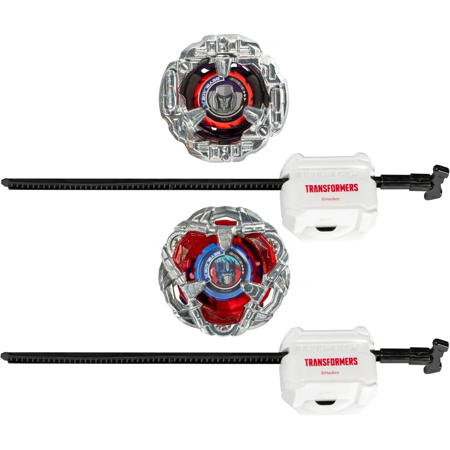 Beyblade X Transformers Collab Optimus Prime 4-60P Vs. Megatron 4-80B Multipack Set With 2 Tops & 2 Launchers - Image 2