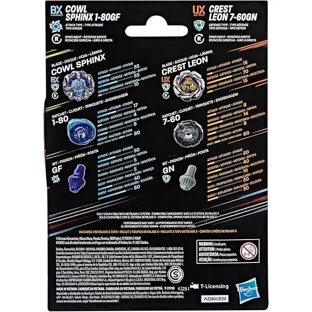 Beyblade X Cowl Sphinx 1-80Gf Bx & Crest Leon 7-60Gn Ux Dual Pack Set - Image 3